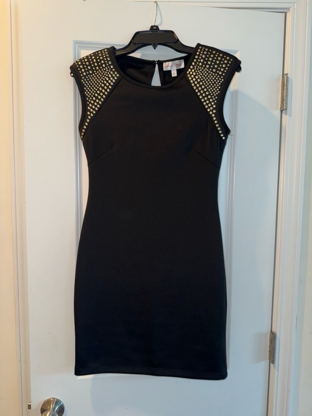 Marilyn Monroe Black Mini Dress with Gold Studded Shoulders